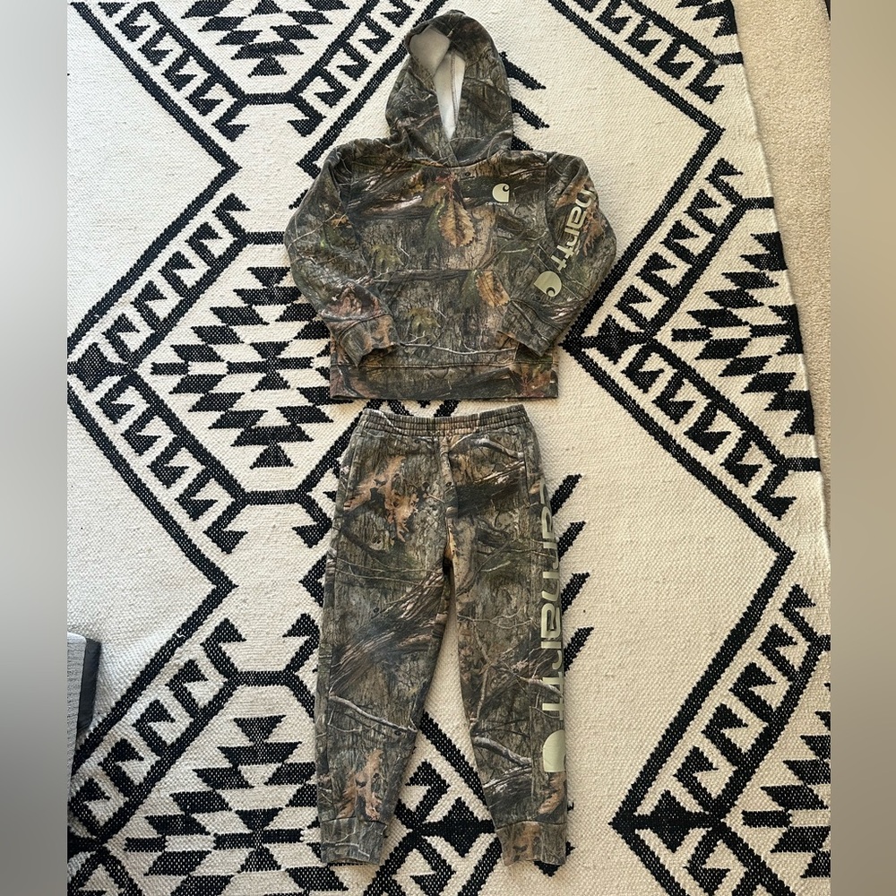 💯 Authentic Carhartt x Mossy Oak Camouflage Hoodie and Joggers Set Size 5
